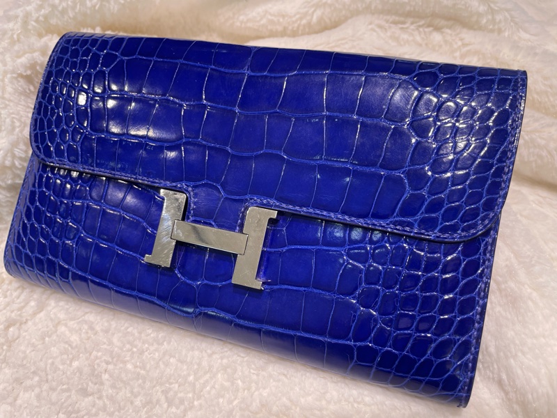 愛馬仕(Hermès)的 Constance 鱷魚皮長夾包/Hermes Constance Wallet Crocodile Silver Buckle(90% NEW)-3