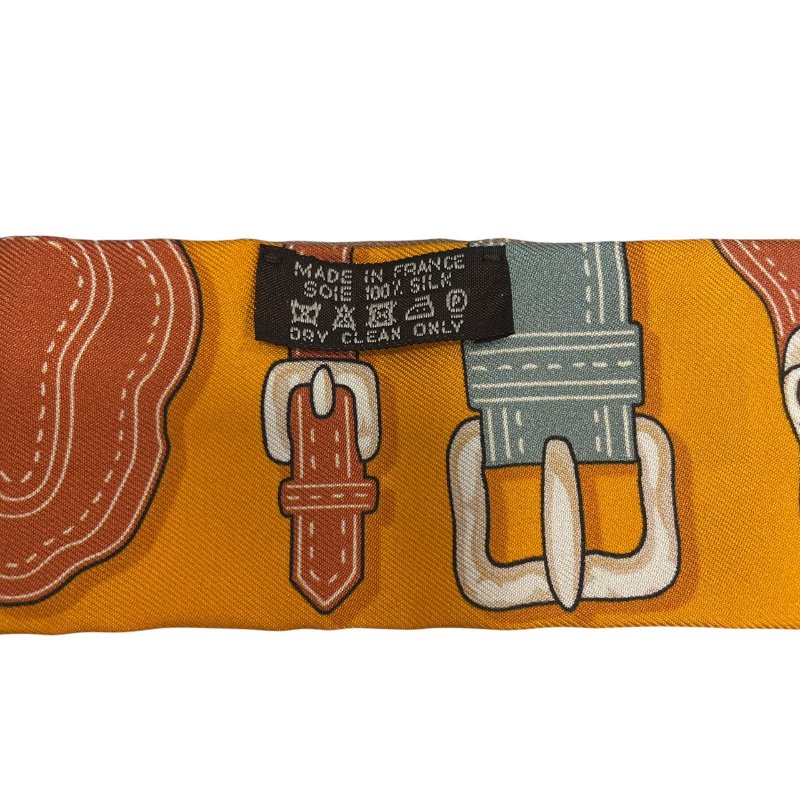 HERMES 愛馬仕 TWILLY 絲巾 100%蠶絲 黃色系-3