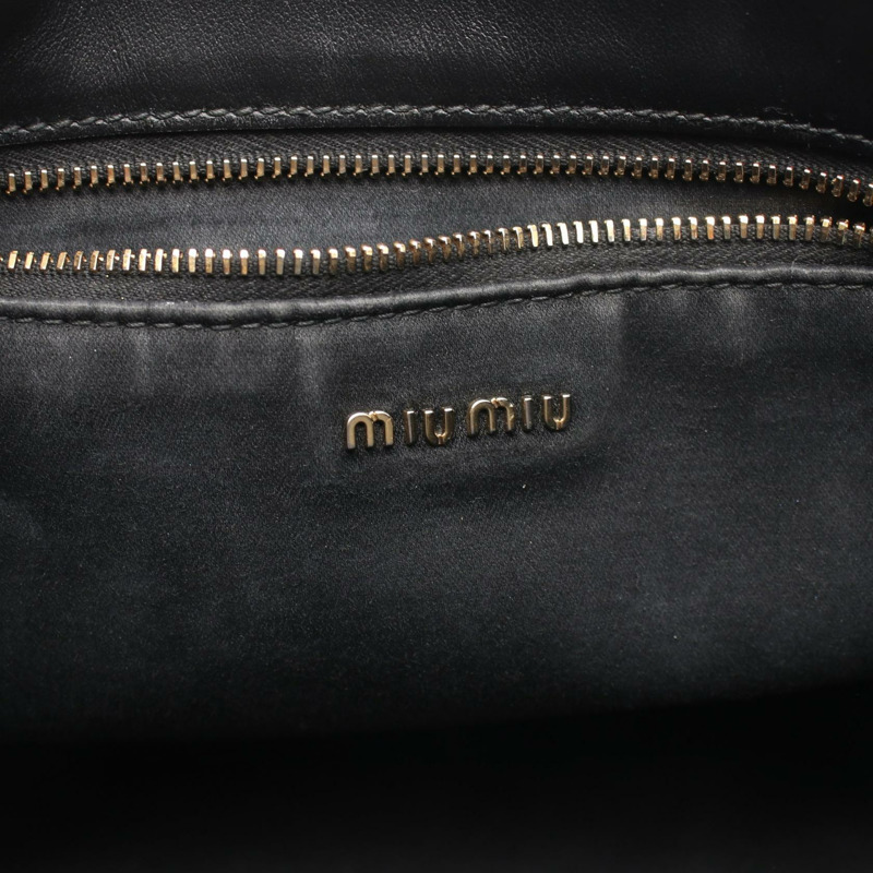 Miu Miu 壓花logo單肩斜背包 5BB111 黑色皮革二手 女士-3