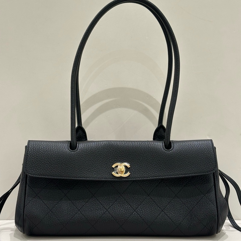 閒置新✨Chanel 香奈兒 26s 法棍包單肩包 小號黑金 附件:小票 塵袋-1