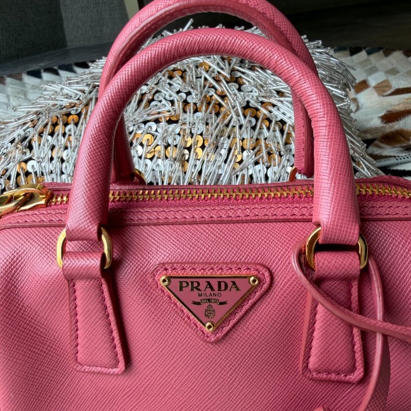 PRADA BB款 波士頓 兩用包 粉色-4