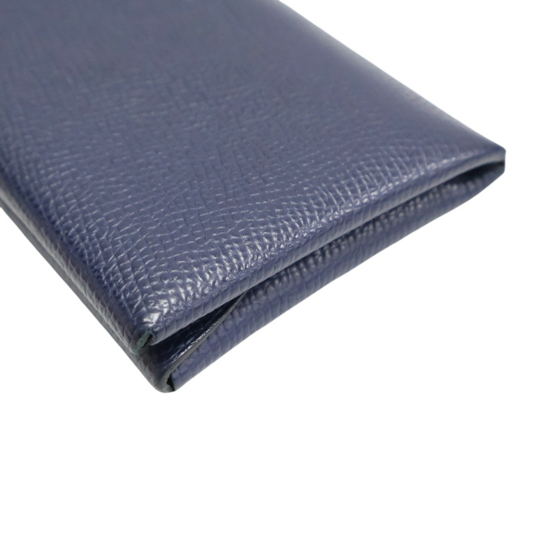 藍寶石藍 EPSON牛皮 calviduo verso 名片夾 U刻 銀扣【HERMES 愛馬仕】 H083038CK-8