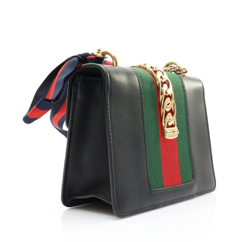 黑色 牛皮 Sylvie Sherry Line 肩背包【GUCCI 古馳】 431666-1