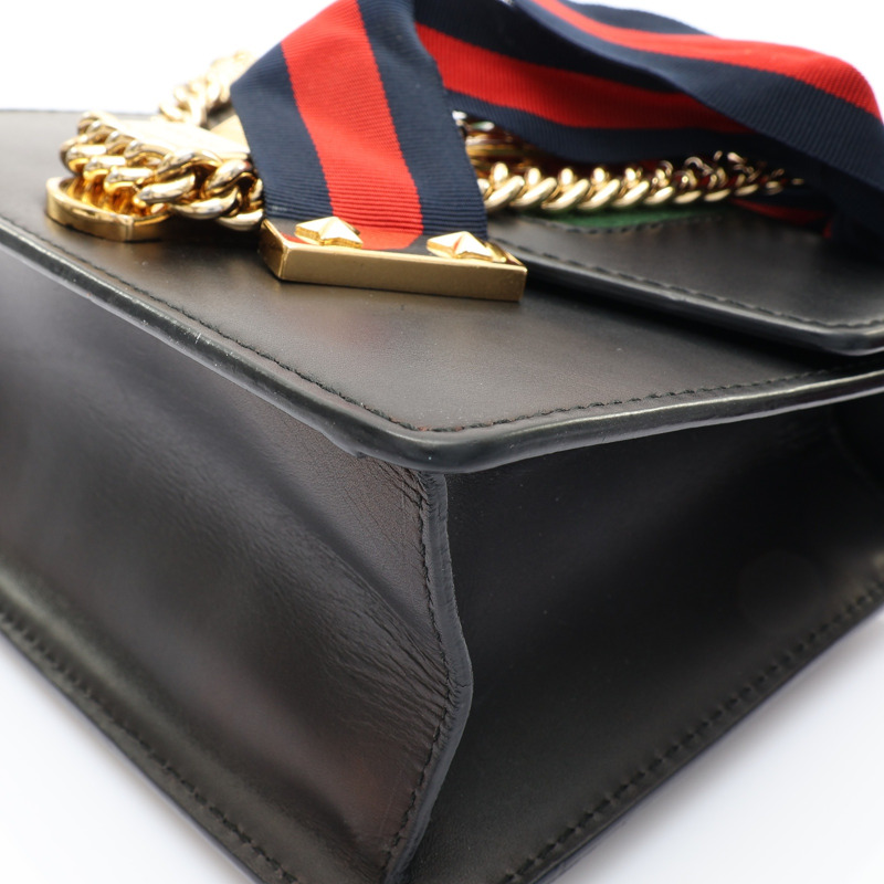 黑色 牛皮 Sylvie Sherry Line 肩背包【GUCCI 古馳】 431666-8