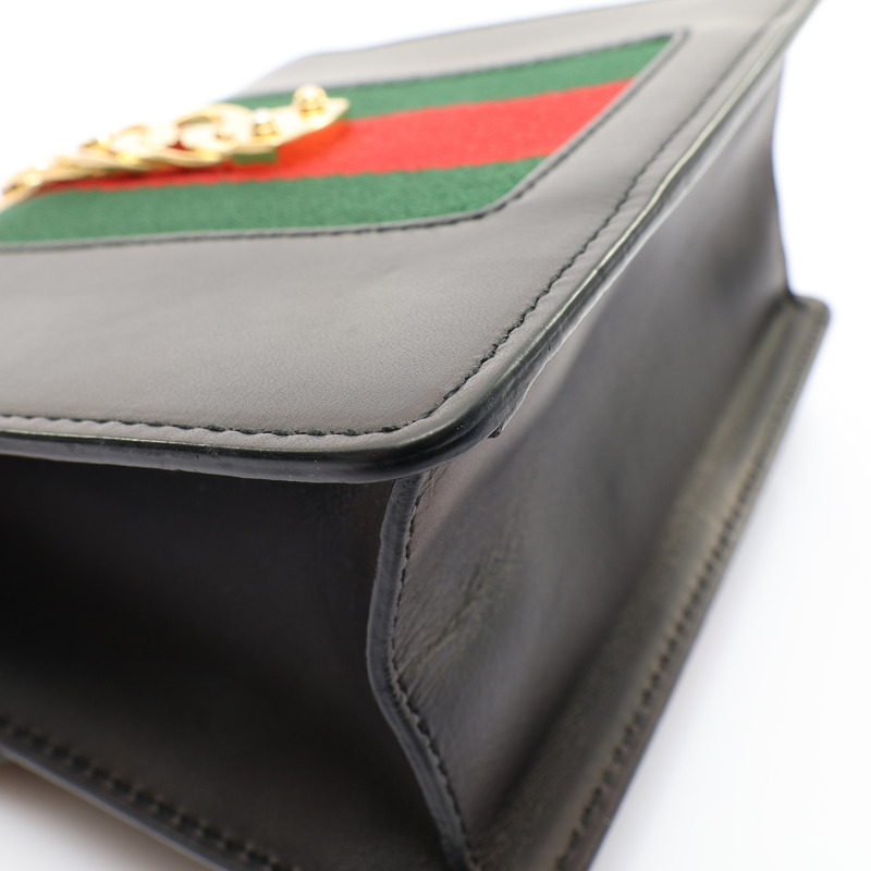 黑色 牛皮 Sylvie Sherry Line 肩背包【GUCCI 古馳】 431666-11