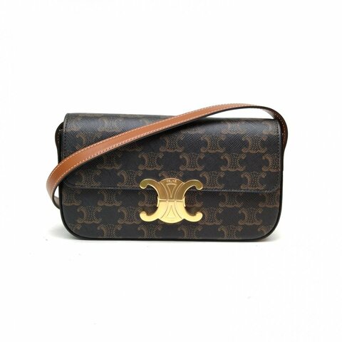 CELINE 老花PVC金扣凱旋門肩背包