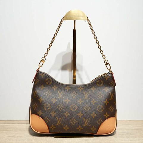 LOUIS VUITTON BOULOGNE牛角包可拆卸肩帶老花PVC肩背包