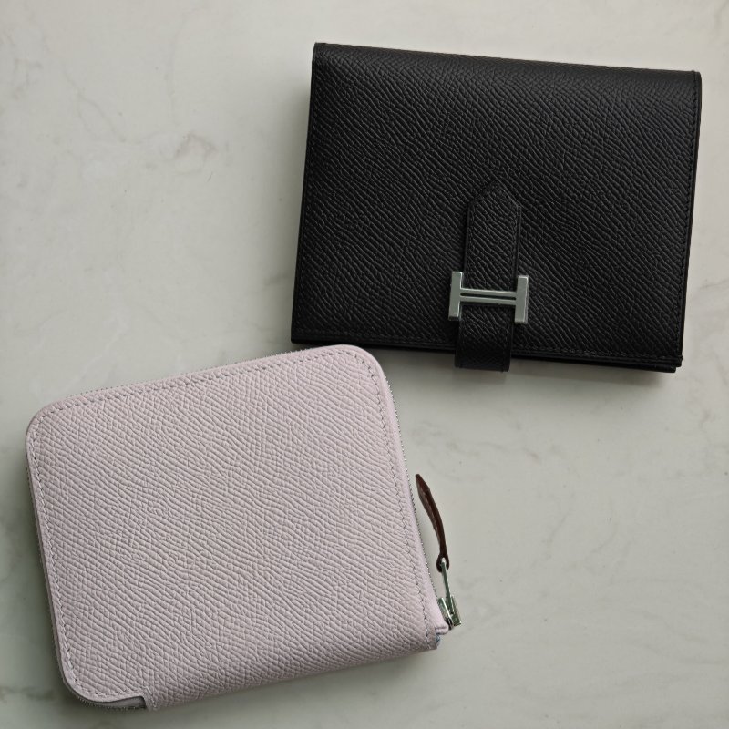 Hermes Silk In Compact 短銀包/ Mauve Pale(夢幻紫 / 銀扣 (全新)-1