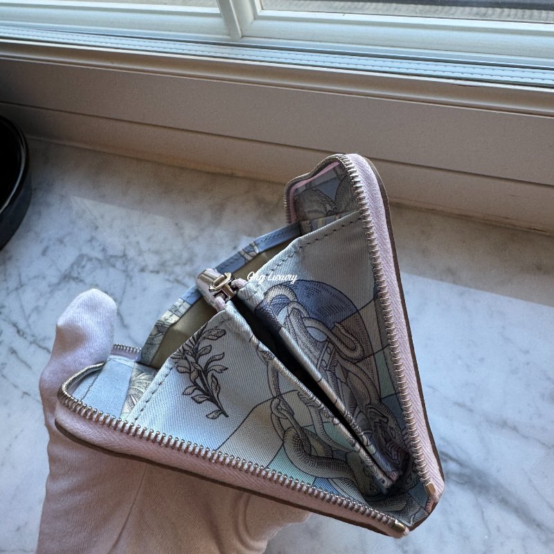 Hermes Silk In Compact 短銀包/ Mauve Pale(夢幻紫 / 銀扣 (全新)-3