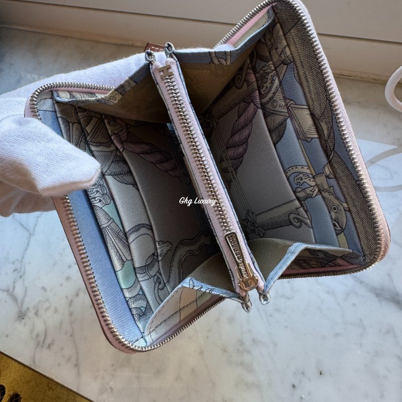 Hermes Silk In Compact 短銀包/ Mauve Pale(夢幻紫 / 銀扣 (全新)-4