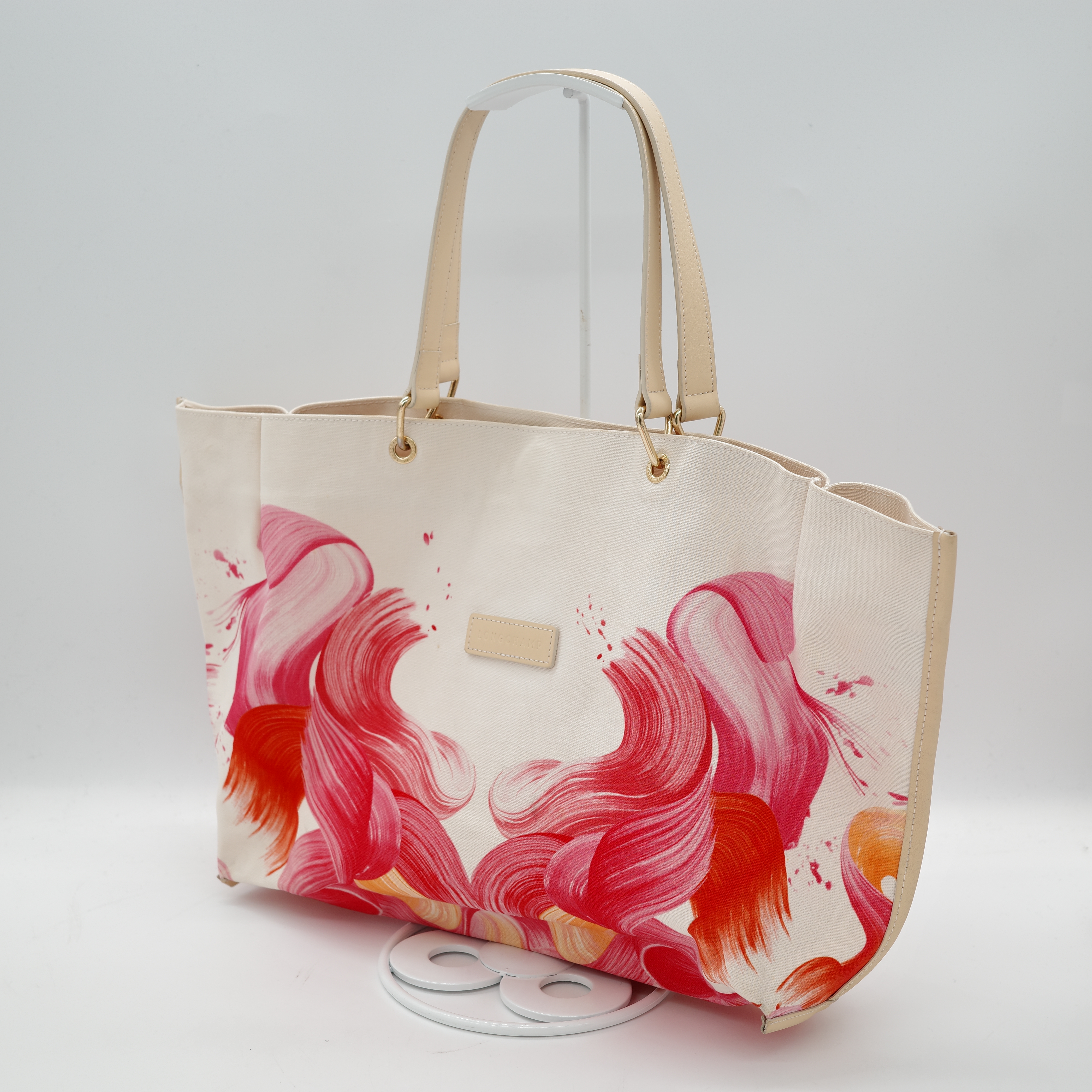 longchamp 龍驤 le plia ge splash 粉色 橘色 尼龍包-2