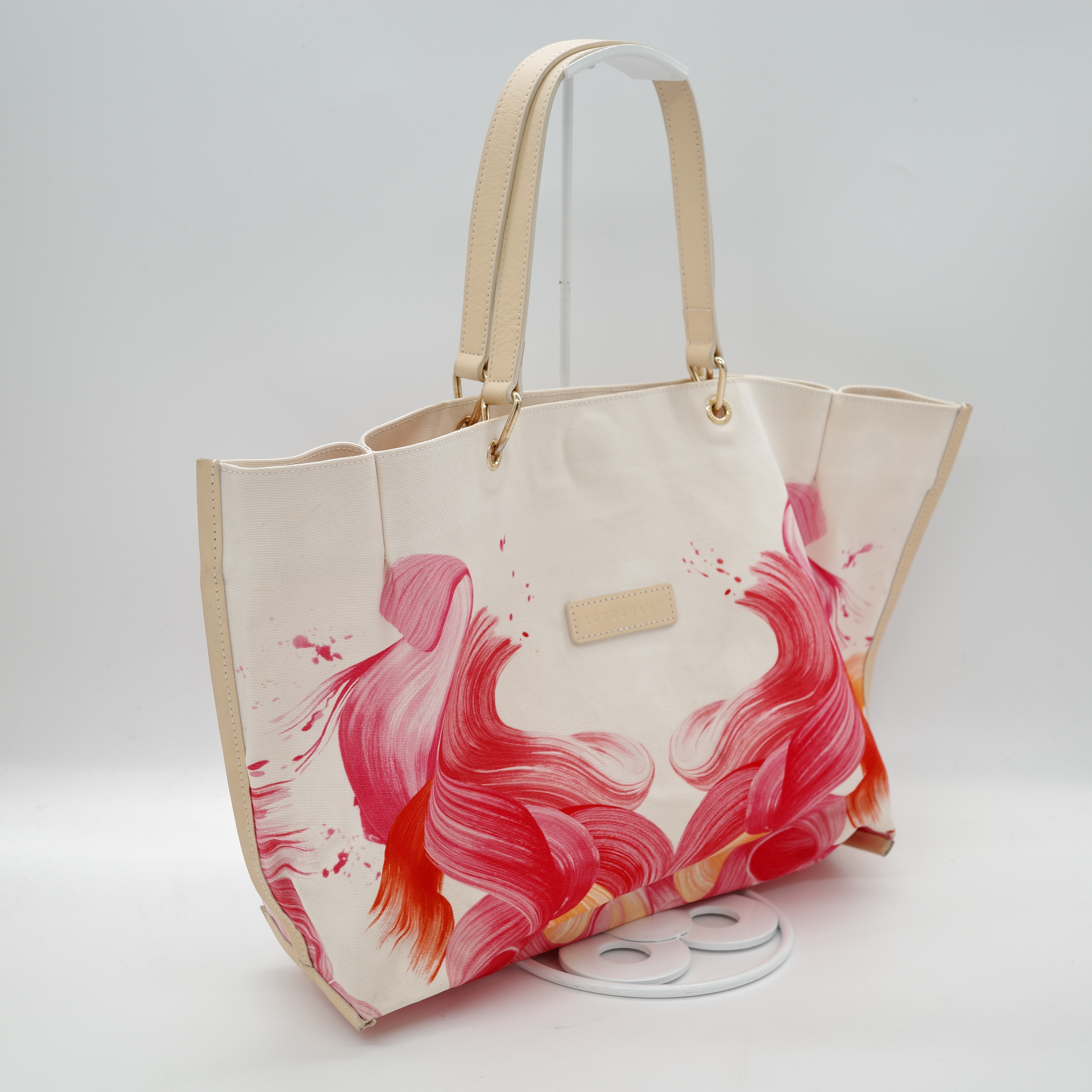 longchamp 龍驤 le plia ge splash 粉色 橘色 尼龍包-4