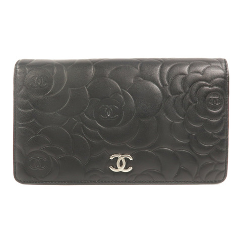 CHANEL 羊皮皮革Camellia Long Fold Wallet長錢包