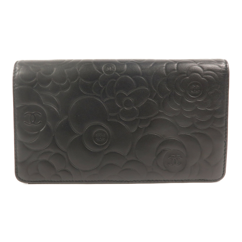 CHANEL 羊皮皮革Camellia Long Fold Wallet長錢包-1