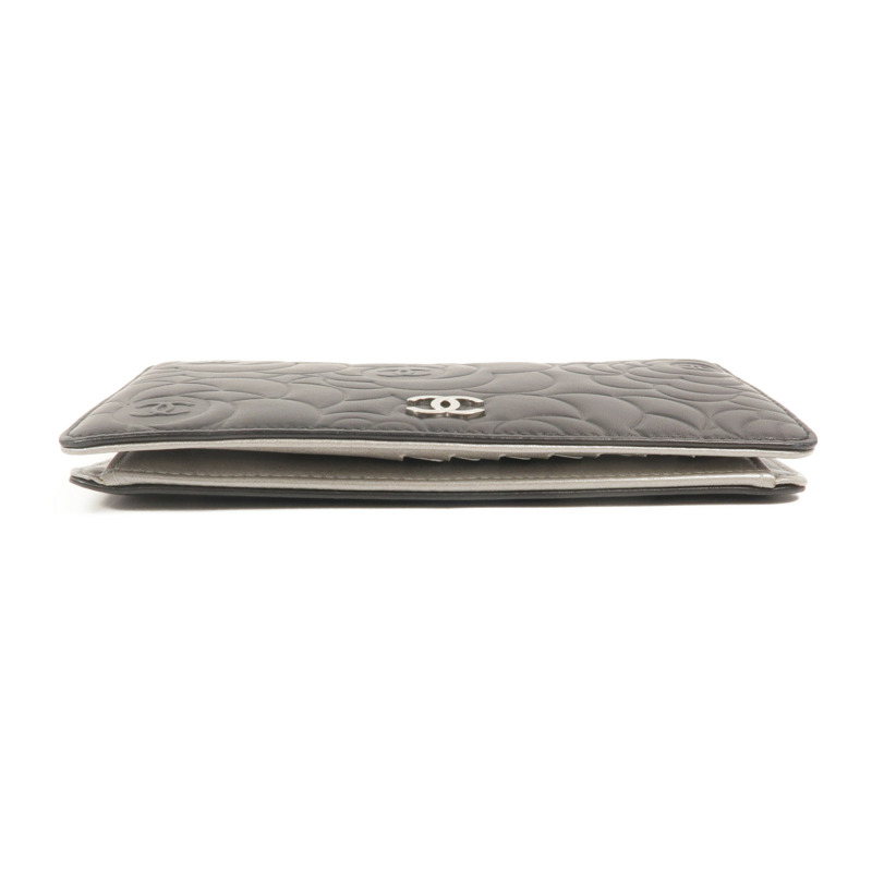 CHANEL 羊皮皮革Camellia Long Fold Wallet長錢包-3
