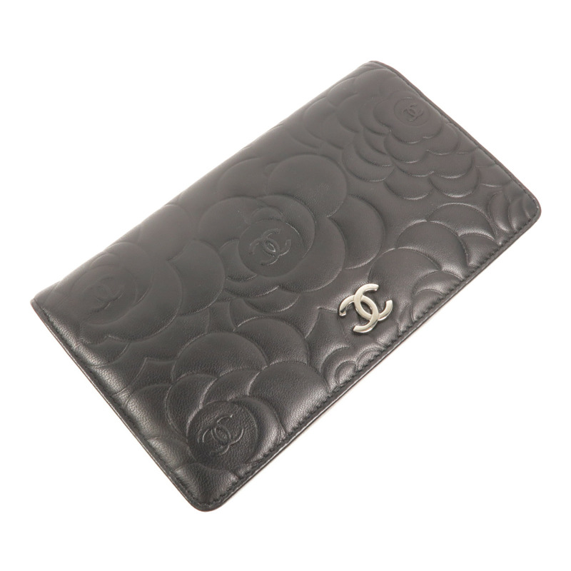 CHANEL 羊皮皮革Camellia Long Fold Wallet長錢包-4