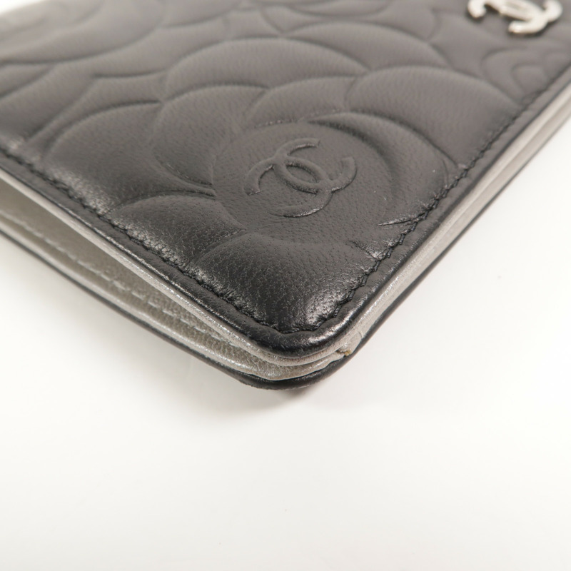 CHANEL 羊皮皮革Camellia Long Fold Wallet長錢包-14