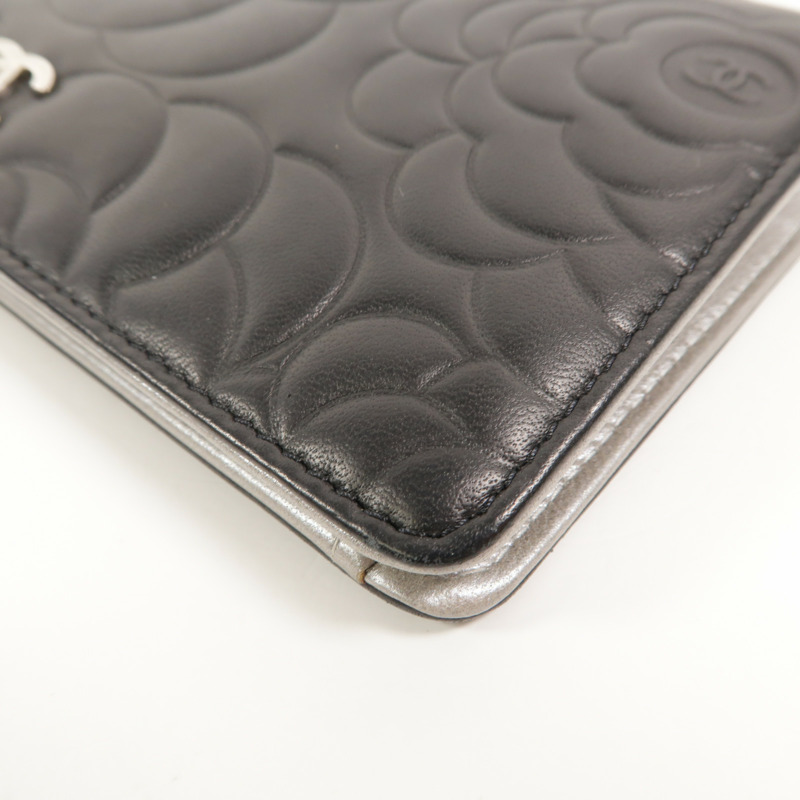 CHANEL 羊皮皮革Camellia Long Fold Wallet長錢包-15