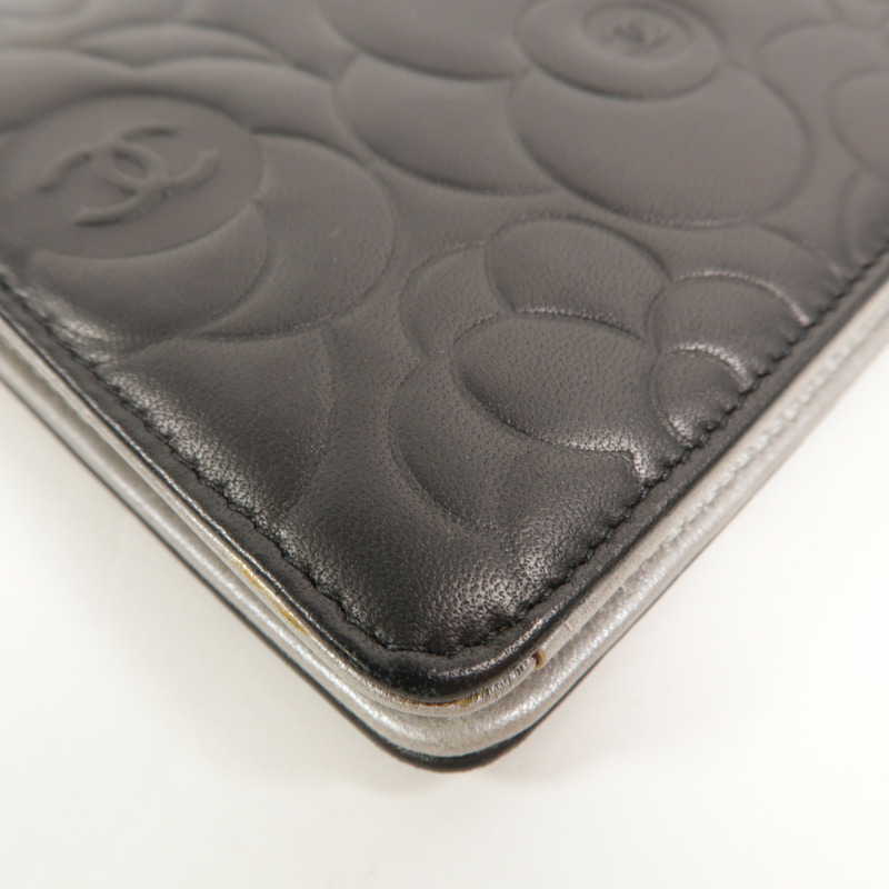CHANEL 羊皮皮革Camellia Long Fold Wallet長錢包-16