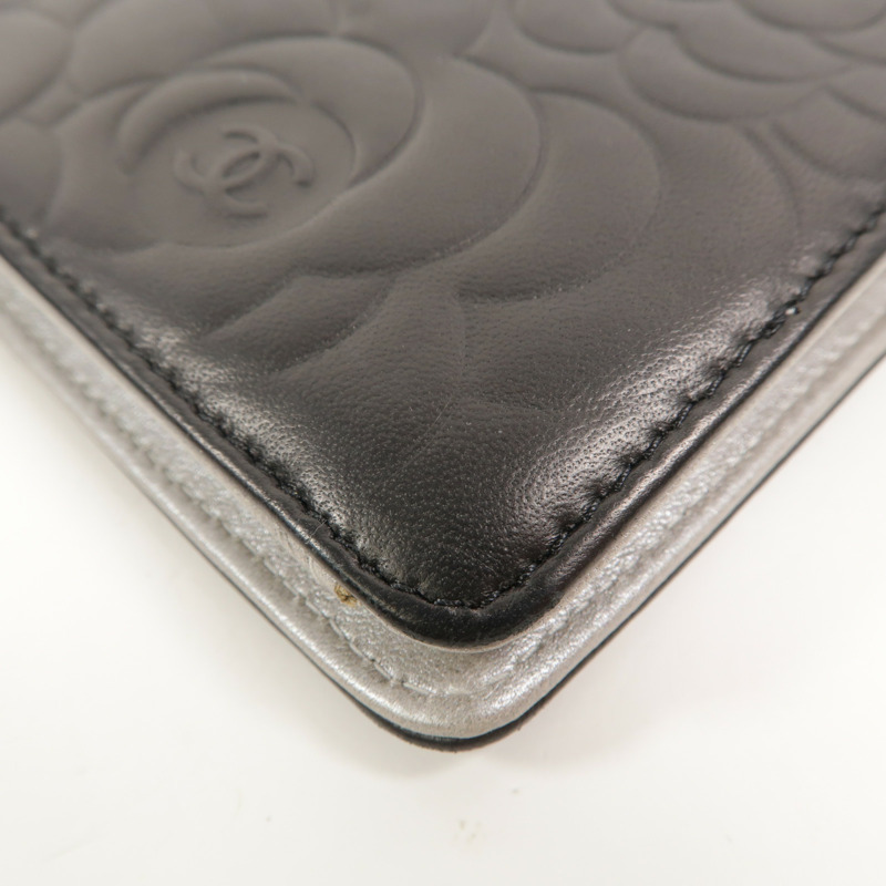 CHANEL 羊皮皮革Camellia Long Fold Wallet長錢包-17
