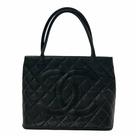 CHANEL 香奈兒 托特包 黑色 牛皮 銀釦