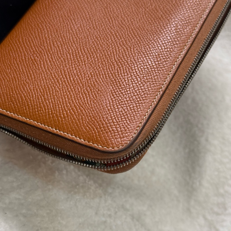 Hermes Silk'In 焦糖棕色絲巾長夾 🎠復古馬戲團幾何內裏-10