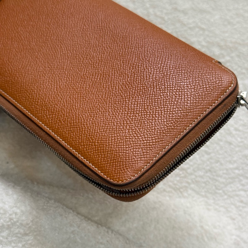 Hermes Silk'In 焦糖棕色絲巾長夾 🎠復古馬戲團幾何內裏-11