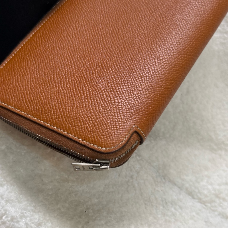 Hermes Silk'In 焦糖棕色絲巾長夾 🎠復古馬戲團幾何內裏-12
