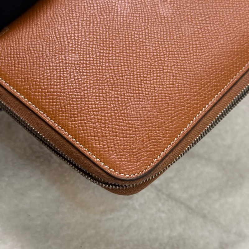 Hermes Silk'In 焦糖棕色絲巾長夾 🎠復古馬戲團幾何內裏-14