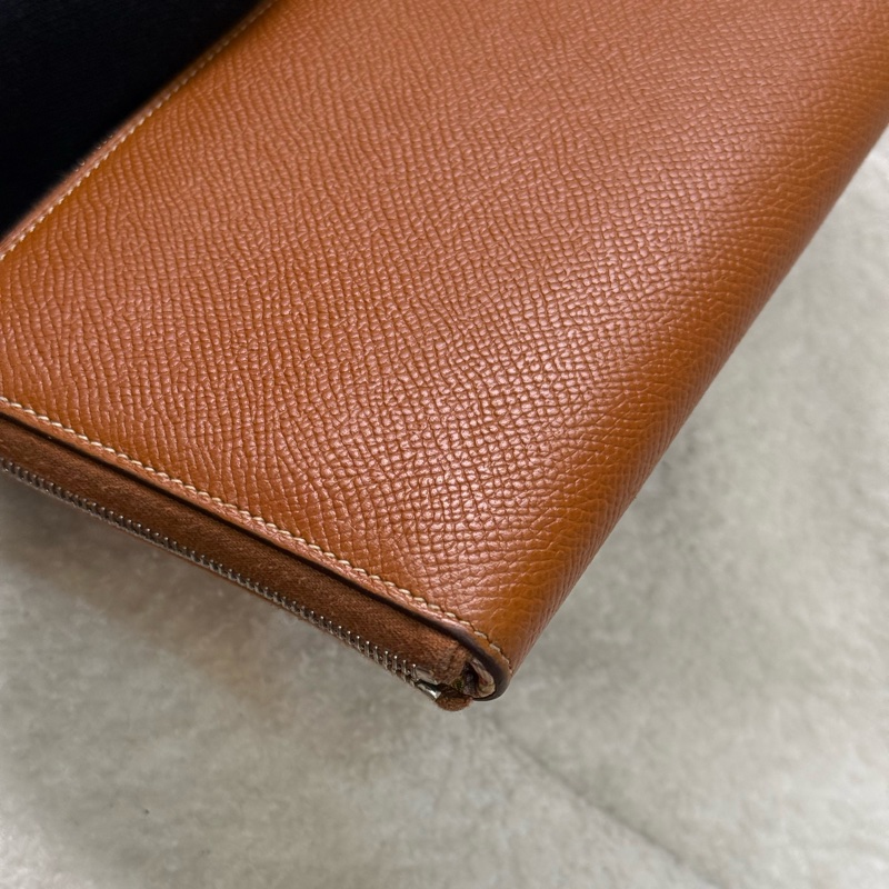 Hermes Silk'In 焦糖棕色絲巾長夾 🎠復古馬戲團幾何內裏-16