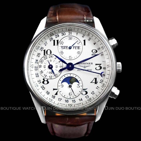 金鐸精品~W906 LONGINES 浪琴 Master 巨擘系列全日曆多功能月相 自動上鍊計時男錶