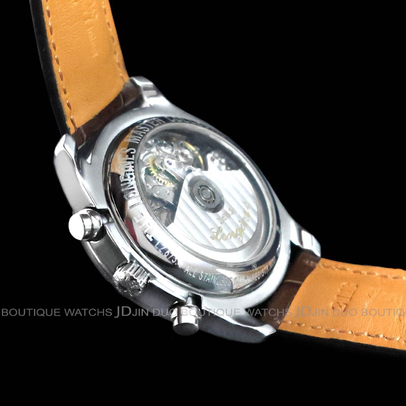 金鐸精品~W906 LONGINES 浪琴 Master 巨擘系列全日曆多功能月相 自動上鍊計時男錶-4