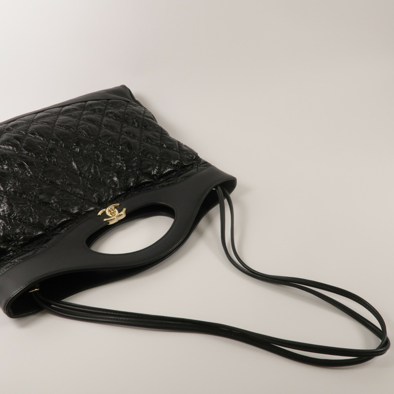 CHANEL 牛皮皮革Chain Shoulder鏈帶手挽肩背兩用袋-9
