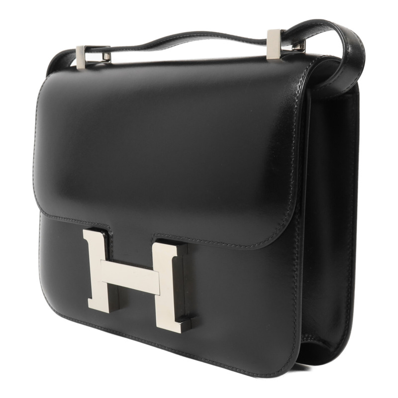 HERMES Box Calf皮革Constance 24肩背袋Noir-2