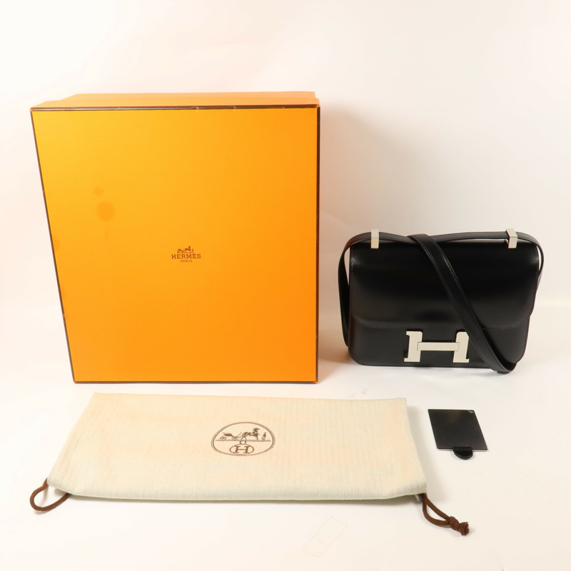 HERMES Box Calf皮革Constance 24肩背袋Noir-8