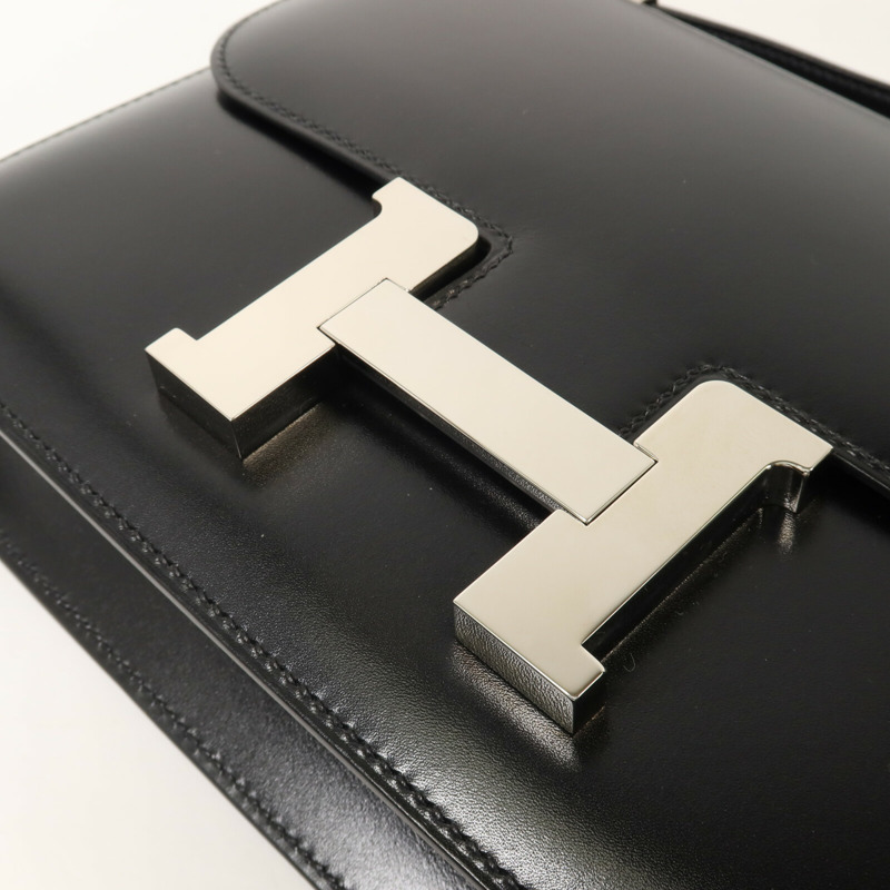 HERMES Box Calf皮革Constance 24肩背袋Noir-9
