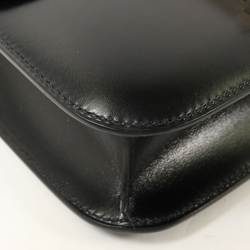 HERMES Box Calf皮革Constance 24肩背袋Noir-10
