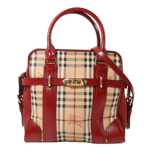 BURBERRY 塗層帆布/漆皮皮革Minford Bag手挽肩背兩用袋