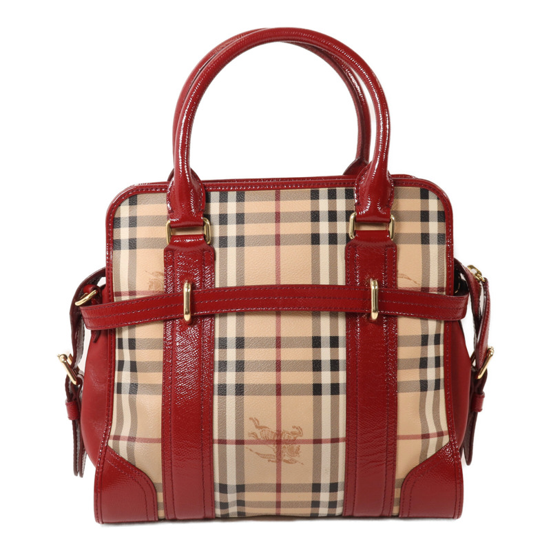 BURBERRY 塗層帆布/漆皮皮革Minford Bag手挽肩背兩用袋-1