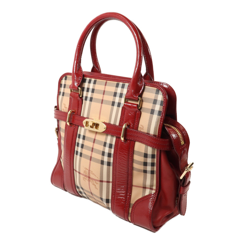 BURBERRY 塗層帆布/漆皮皮革Minford Bag手挽肩背兩用袋-2