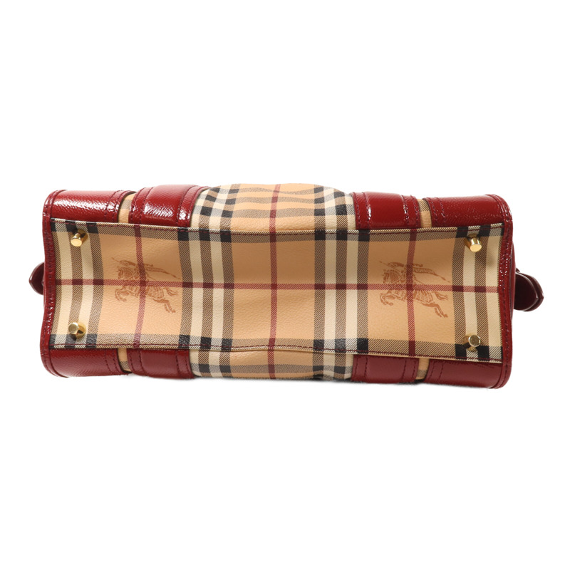 BURBERRY 塗層帆布/漆皮皮革Minford Bag手挽肩背兩用袋-3