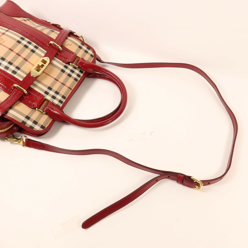 BURBERRY 塗層帆布/漆皮皮革Minford Bag手挽肩背兩用袋-10