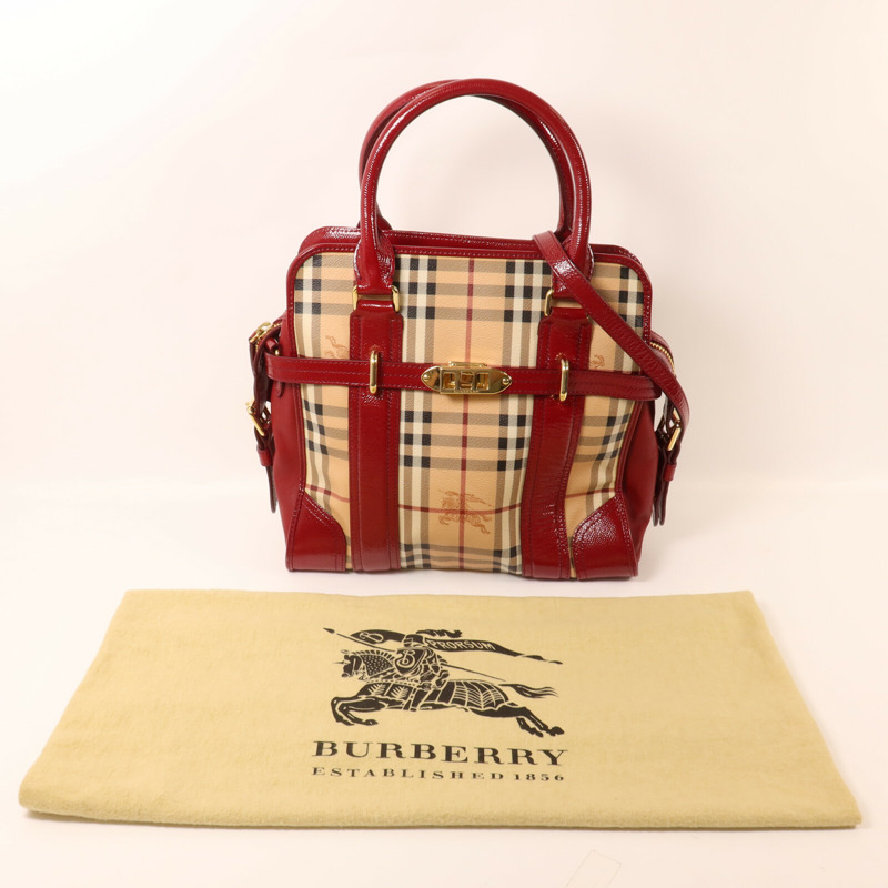BURBERRY 塗層帆布/漆皮皮革Minford Bag手挽肩背兩用袋-11