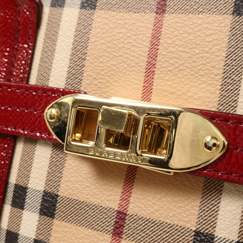 BURBERRY 塗層帆布/漆皮皮革Minford Bag手挽肩背兩用袋-12