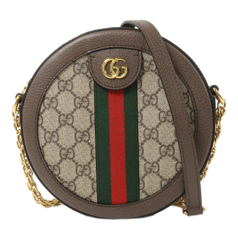GUCCI 塗層帆布Ophidia GG Mini Round鏈帶肩背袋