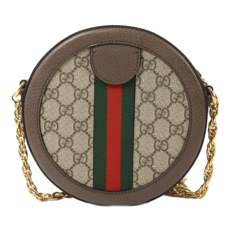 GUCCI 塗層帆布Ophidia GG Mini Round鏈帶肩背袋-1