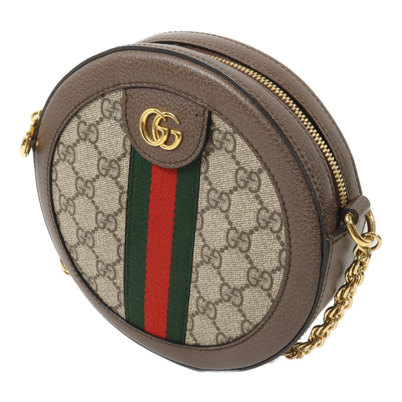 GUCCI 塗層帆布Ophidia GG Mini Round鏈帶肩背袋-2