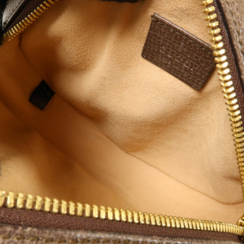 GUCCI 塗層帆布Ophidia GG Mini Round鏈帶肩背袋-4