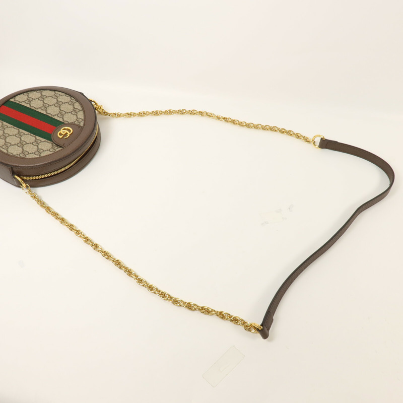 GUCCI 塗層帆布Ophidia GG Mini Round鏈帶肩背袋-8