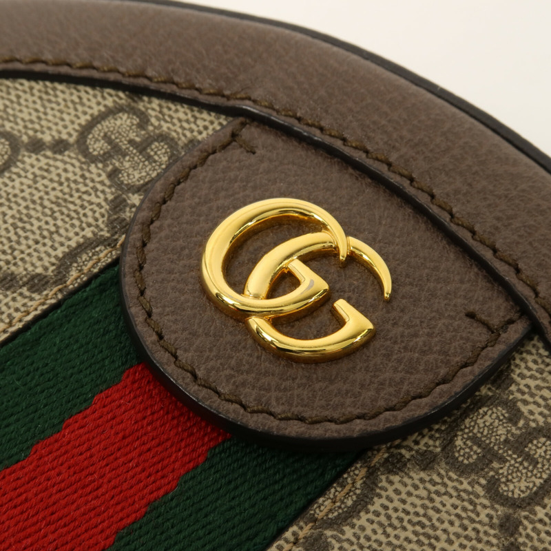 GUCCI 塗層帆布Ophidia GG Mini Round鏈帶肩背袋-10